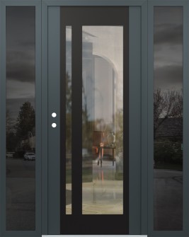 Diamond C15 68" x 80" anthracite/anthracite clear Glass Panel black RHI with 2 Sidelites mirrored Glass