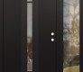 Modern Steel Front Door DIAMOND A5 48" X 80" BLACK/BLACK CLEAR GLASS PANEL BLACK LHI WITH SIDELITE CLEAR GLASS