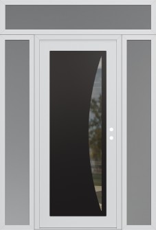 Diamond C13 64" x 96" white/white clear Glass Panel black LHI with 2 Sidelites and Transom frosted Glass