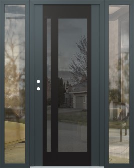 Diamond C15 68" x 80" anthracite/anthracite mirrored Glass Panel black RHI with 2 Sidelites clear Glass