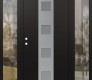 Modern Steel Front Door DIAMOND A12 60" X 80" BLACK/WHITE FROSTED GLASS PANEL STAINLESS STEEL RHI WITH 2 SIDELITES CLEAR GLASS