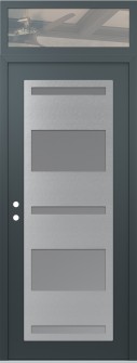 Diamond C10 36" x 96" anthracite/anthracite frosted Glass Panel stainless steel RHI with Transom clear Glass