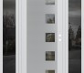 Modern Steel Front Door Diamond C5 64" x 80" white/white clear Glass Panel stainless steel LHI with 2 Sidelites mirrored Glass