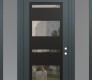 Modern Steel Front Door Diamond C10 68" x 96" anthracite/anthracite clear Glass Panel black LHI with 2 Sidelites and Transom frosted Glass