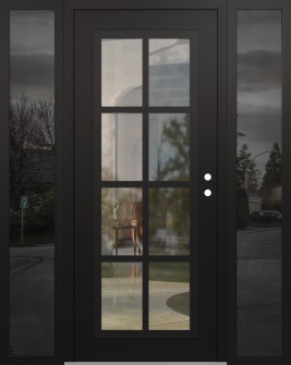 Diamond C16 60" x 80" black/black clear Glass Panel black LHI with 2 Sidelites mirrored Glass