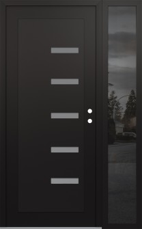 Diamond C8 52" x 80" black/white frosted Glass Panel black LHI with Sidelite mirrored Glass