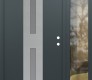Modern Steel Front Door DIAMOND A6 48" X 80" ANTHRACITE/ANTHRACITE FROSTED GLASS PANEL STAINLESS STEEL LHI WITH SIDELITE CLEAR GLASS