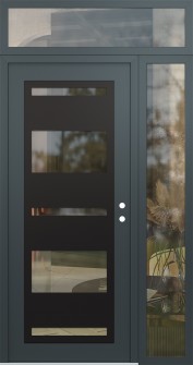 Diamond C10 48" x 96" anthracite/anthracite clear Glass Panel black LHI with Sidelite and Transom clear Glass
