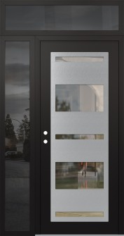 Diamond C10 52" x 96" black/black clear Glass Panel stainless steel RHI with Sidelite and Transom mirrored Glass