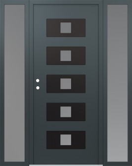 Diamond D8 68" x 80" anthracite/anthracite frosted Glass Panel black RHI with 2 Sidelites frosted Glass