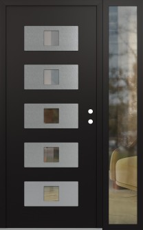 Diamond D8 52" x 80" black/black clear Glass Panel stainless steel LHI with Sidelite clear Glass