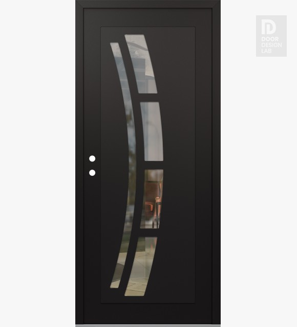 Modern Steel Front Door Diamond C12 36" x 80" black/black clear Glass Panel black RHI