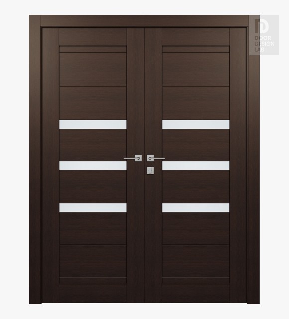Dora Vetro Veralinga Oak Modern Interior Double Swing Doors by Belldinni