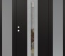 Modern Steel Front Door DIAMOND A2 64" X 80" BLACK/BLACK CLEAR GLASS PANEL STAINLESS STEEL RHI WITH 2 SIDELITES FROSTED GLASS