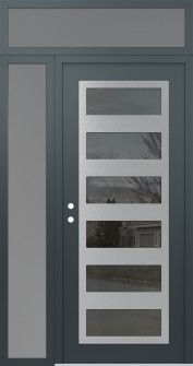 Diamond C9 52" x 96" anthracite/anthracite mirrored Glass Panel stainless steel RHI with Sidelite and Transom frosted Glass