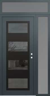Diamond C2 50" x 96" anthracite/anthracite mirrored Glass Panel black LHI with Sidelite and Transom frosted Glass