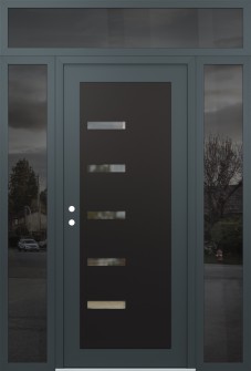 Diamond C8 60" x 96" anthracite/anthracite clear Glass Panel black RHI with 2 Sidelites and Transom mirrored Glass