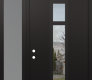 DIAMOND A9 50" X 96" BLACK/BLACK CLEAR GLASS PANEL BLACK LHI WITH SIDELITE AND TRANSOM FROSTED GLASS