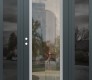 Modern Steel Front Door Diamond C1 60" x 80" anthracite/anthracite clear Glass Panel stainless steel RHI with 2 Sidelites mirrored Glass