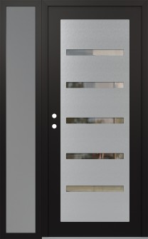 Diamond C7 52" x 80" black/black clear Glass Panel stainless steel RHI with Sidelite frosted Glass