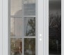 Modern Steel Front Door Diamond C16 50" x 96" white/white clear Glass Panel stainless steel LHI with Sidelite and Transom mirrored Glass
