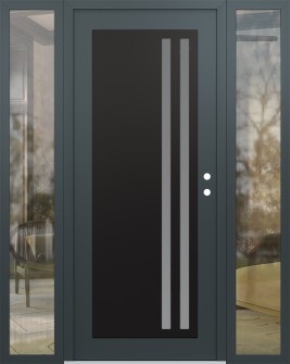 Diamond C6 60" x 80" anthracite/anthracite frosted Glass Panel black LHI with 2 Sidelites clear Glass