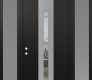 DIAMOND A3 64" X 96" BLACK/BLACK CLEAR GLASS PANEL STAINLESS STEEL LHI WITH 2 SIDELITES AND TRANSOM FROSTED GLASS