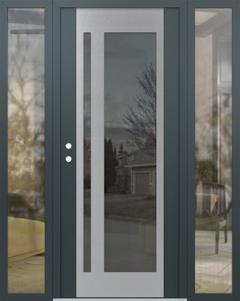 Diamond C15 68" x 80" anthracite/anthracite mirrored Glass Panel stainless steel RHI with 2 Sidelites clear Glass