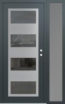 Diamond C2 52" x 80" anthracite/anthracite mirrored Glass Panel stainless steel LHI with Sidelite frosted Glass