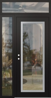 Diamond C1 48" x 96" black/black clear Glass Panel stainless steel RHI with Sidelite and Transom clear Glass