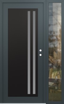 Diamond C6 52" x 80" anthracite/anthracite frosted Glass Panel black LHI with Sidelite clear Glass