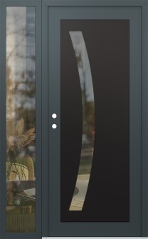 Diamond C4 48" x 80" anthracite/anthracite clear Glass Panel black RHI with Sidelite clear Glass