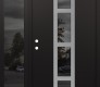 Modern Steel Front Door DIAMOND A10 52" X 80" BLACK/BLACK MIRRORED GLASS PANEL STAINLESS STEEL RHI WITH SIDELITE MIRRORED GLASS