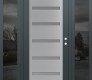 Modern Steel Front Door Diamond C7 64" x 80" anthracite/anthracite frosted Glass Panel stainless steel LHI with 2 Sidelites mirrored Glass