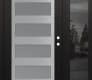 Modern Steel Front Door Diamond C9 48" x 80" black/white frosted Glass Panel stainless steel LHI with Sidelite mirrored Glass