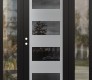 Modern Steel Front Door Diamond C2 60" x 80" black/black mirrored Glass Panel stainless steel RHI with 2 Sidelites clear Glass