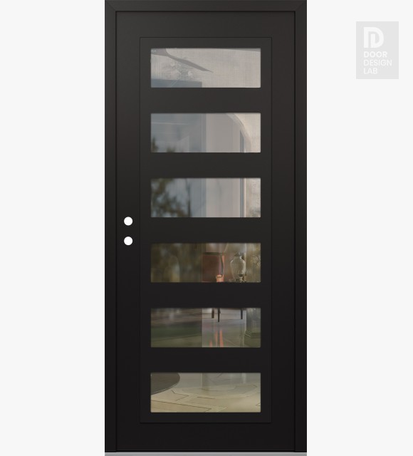 Modern Steel Front Door Diamond C9 36" x 80" black/black clear Glass Panel black RHI