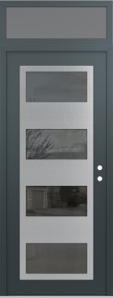Diamond C2 36" x 96" anthracite/anthracite mirrored Glass Panel stainless steel LHI with Transom frosted Glass