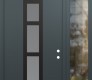 Modern Steel Front Door DIAMOND A10 50" X 96" ANTHRACITE/ANTHRACITE FROSTED GLASS PANEL BLACK LHI WITH SIDELITE AND TRANSOM CLEAR GLASS