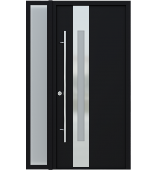 MODERN FRONT STEEL DOOR ZEPHYR BLACK/WHITE 49 1/4" X 81 11/16" RHI + SIDELITE LEFT