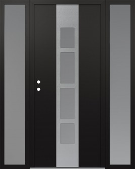 DIAMOND A10 68" X 80" BLACK/WHITE FROSTED GLASS PANEL STAINLESS STEEL RHI WITH 2 SIDELITES FROSTED GLASS