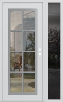 Diamond C16 48" x 80" white/white clear Glass Panel stainless steel LHI with Sidelite mirrored Glass