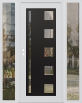 Diamond C3 64" x 80" white/white clear Glass Panel black RHI with 2 Sidelites clear Glass