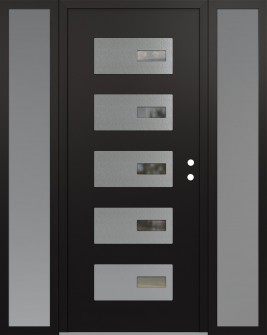 Diamond D7 68" x 80" black/black clear Glass Panel stainless steel LHI with 2 Sidelites frosted Glass