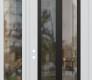 Modern Steel Front Door Diamond C14 48" x 96" white/white clear Glass Panel black RHI with Sidelite and Transom clear Glass