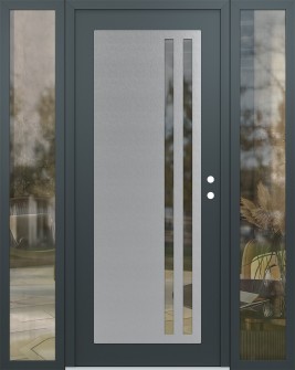 Diamond C6 68" x 80" anthracite/anthracite clear Glass Panel stainless steel LHI with 2 Sidelites clear Glass