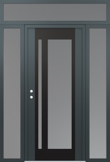 Diamond C15 68" x 96" anthracite/anthracite frosted Glass Panel black RHI with 2 Sidelites and Transom frosted Glass