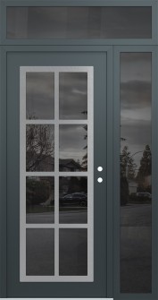 Diamond C16 48" x 96" anthracite/anthracite mirrored Glass Panel stainless steel LHI with Sidelite and Transom mirrored Glass