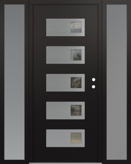 Diamond D2 60" x 80" black/black clear Glass Panel stainless steel LHI with 2 Sidelites frosted Glass