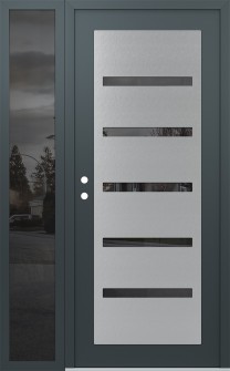 Diamond C7 48" x 80" anthracite/anthracite mirrored Glass Panel stainless steel RHI with Sidelite mirrored Glass